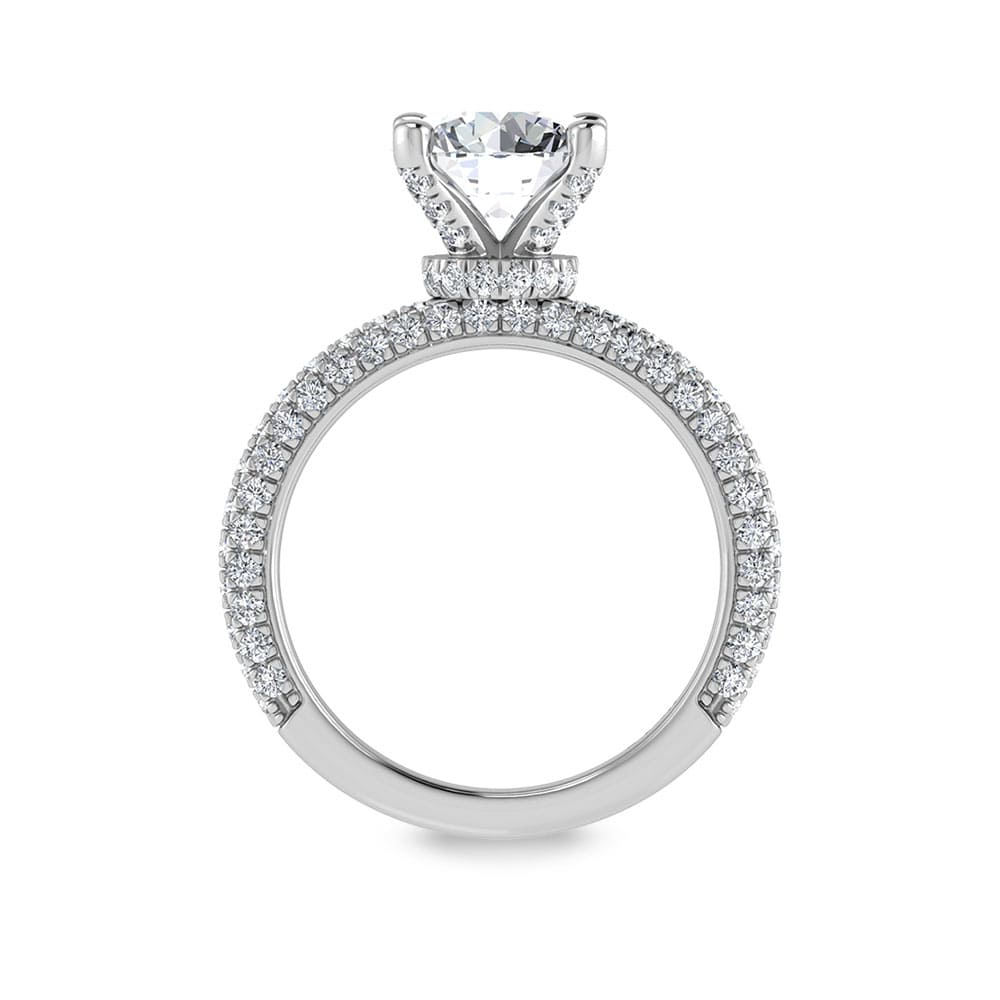 14K White Gold Lab Grown Diamond 4 Ct.Tw. IGI Certified Round Shape Halo Engagement Ring (Center 3CT)