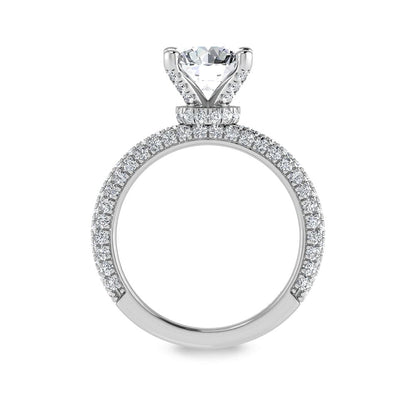 14K White Gold Lab Grown Diamond 4 Ct.Tw. IGI Certified Round Shape Halo Engagement Ring (Center 3CT)
