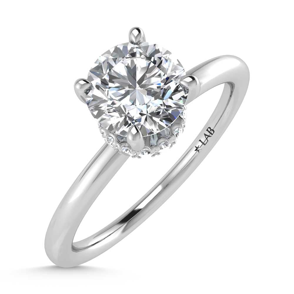14K White Gold Lab Grown Diamond 1 1//20 Ct.Tw. Round Shape Halo Engagement Ring (Center 1CT)