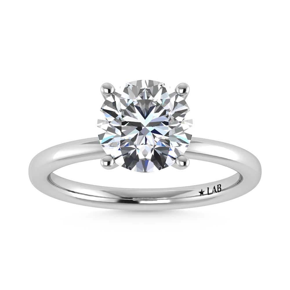 14K White Gold Lab Grown Diamond 2 1//20 Ct.Tw. Round Shape Halo Engagement Ring (Center 2CT)
