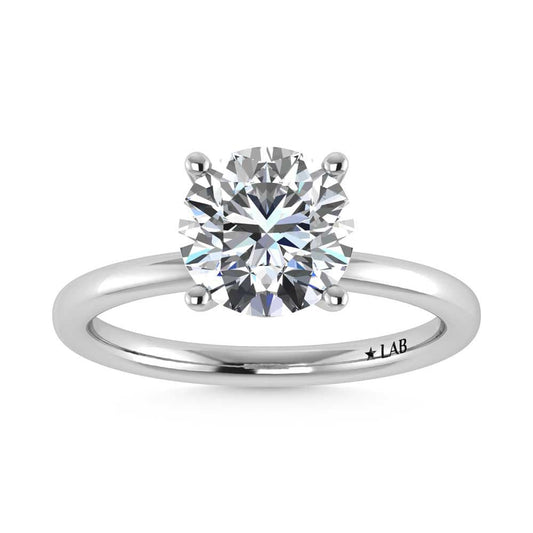 14K White Gold Lab Grown Diamond 2 1//20 Ct.Tw. Round Shape Halo Engagement Ring (Center 2CT)