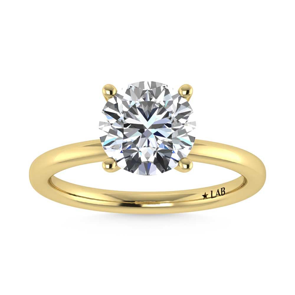 14K Yellow Gold Lab Grown Diamond 2 1//20 Ct.Tw. Round Shape Halo Engagement Ring (Center 2CT)