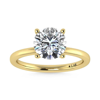 14K Yellow Gold Lab Grown Diamond 2 1//20 Ct.Tw. Round Shape Halo Engagement Ring (Center 2CT)