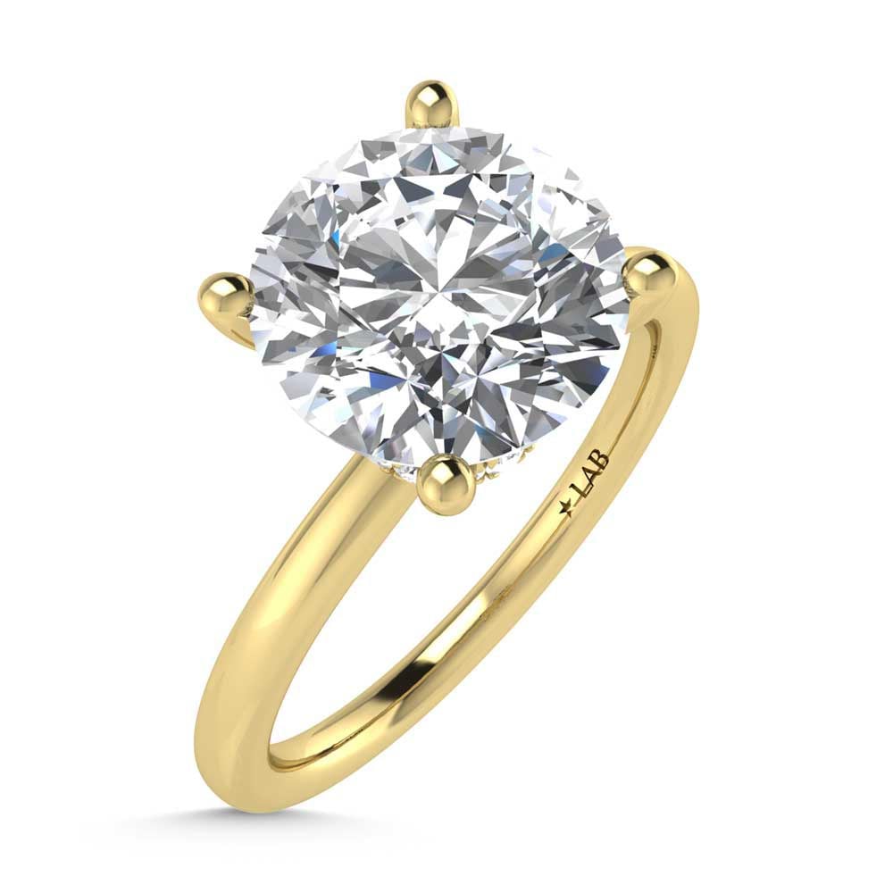 14K Yellow Gold Lab Grown Diamond 2 1//20 Ct.Tw. Round Shape Halo Engagement Ring (Center 2CT)