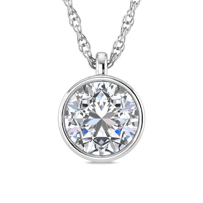 14K White Gold Lab Grown Bezel Set Lab Grown Diamond 2 ct.tw. Solitaire Pendant