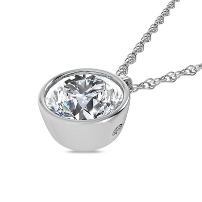 14K White Gold Lab Grown Bezel Set Lab Grown Diamond 2 ct.tw. Solitaire Pendant
