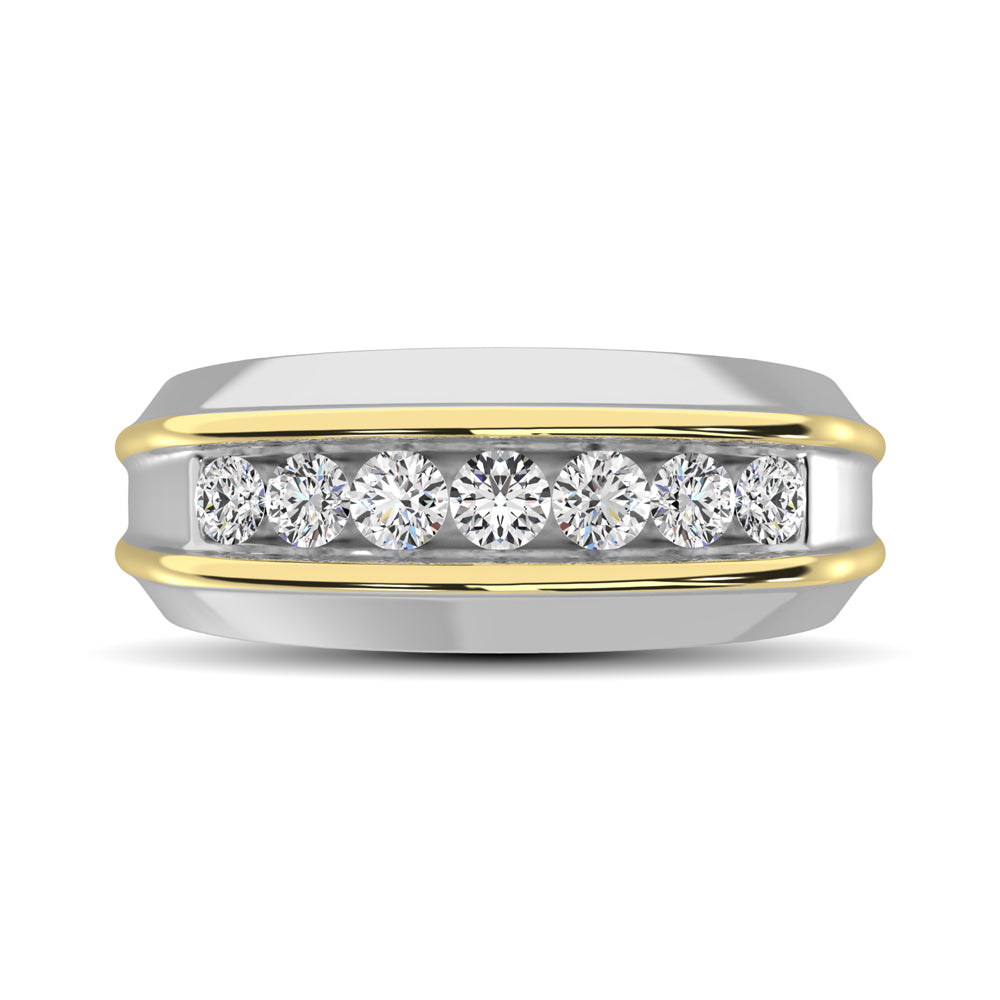 10K Two Tone Lab Grown Diamond 1/4 Ct.Tw. Mens Ring