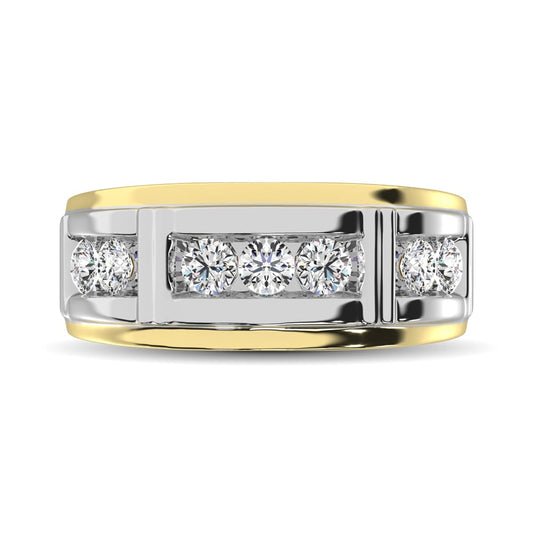 10K White Gold With Yellow Gold Accent Lab Grown Diamond 1/2 Ct.Tw. Mens Ring