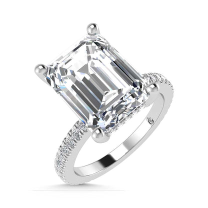 14K White Gold Labgrown Diamond 3 3/8 Ct.Tw. Emerald Shape Engagement Ring