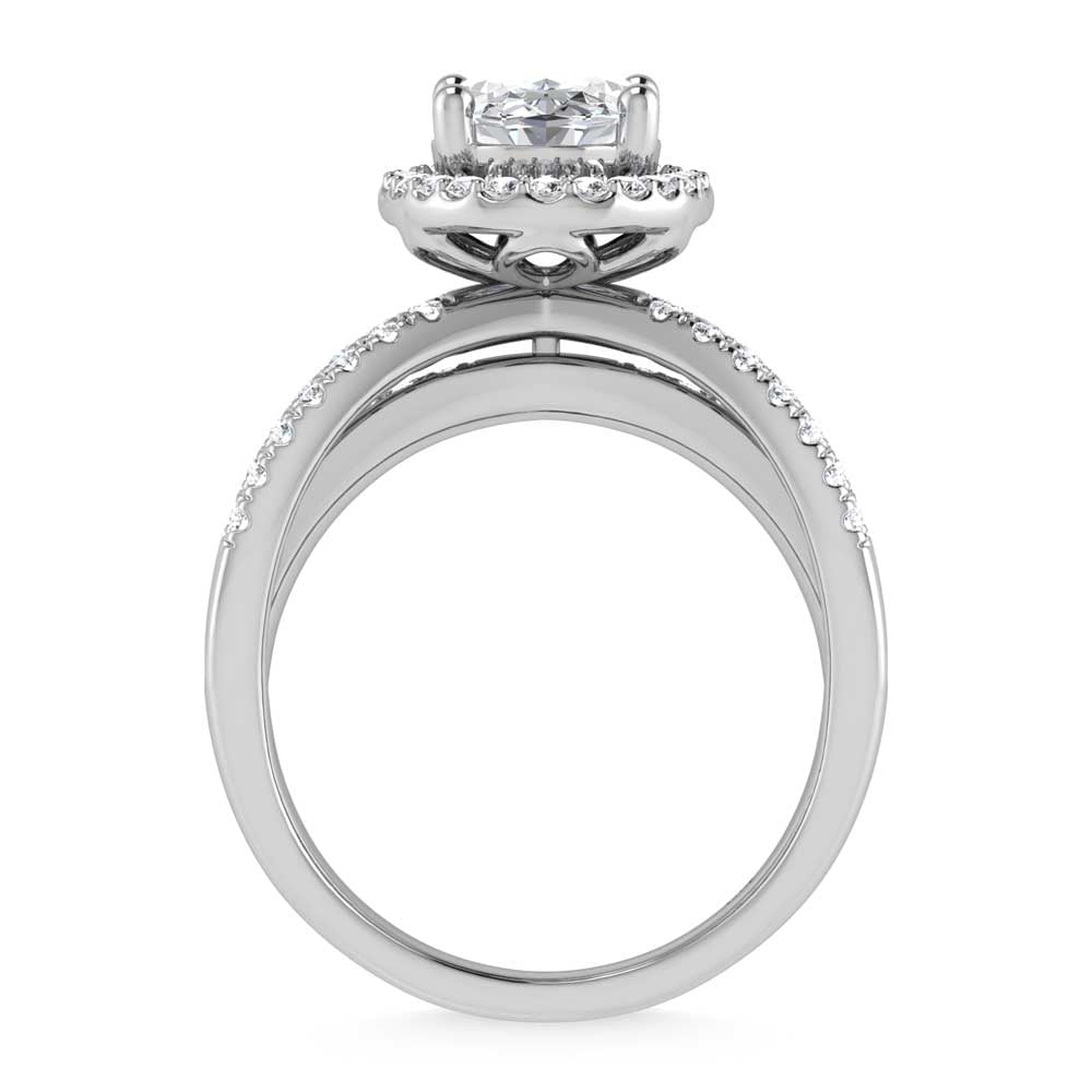 14K White Gold Lab Grown Diamond 2 1/2 Ct.Tw. Oval Shape Engagement Ring (Center 2CT)