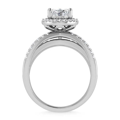 14K White Gold Lab Grown Diamond 2 1/2 Ct.Tw. Oval Shape Engagement Ring (Center 2CT)