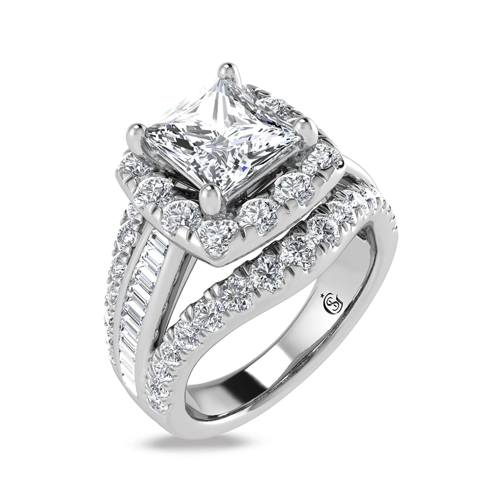 14K White Gold Labgrown Diamond 2 7/8 Ct.Tw. Princess Shape Engagement Ring (Center 1ctw)