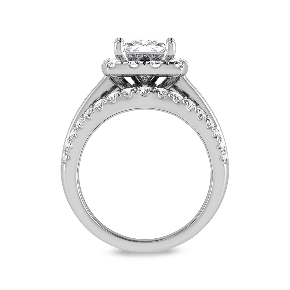14K White Gold Labgrown Diamond 2 7/8 Ct.Tw. Princess Shape Engagement Ring (Center 1ctw)