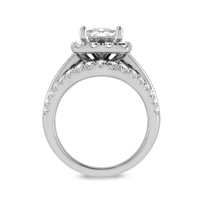 14K White Gold Labgrown Diamond 2 7/8 Ct.Tw. Princess Shape Engagement Ring (Center 1ctw)