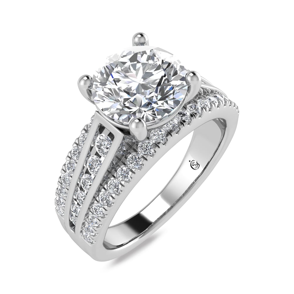 14K White Gold Labgrown Diamond 2 1/2 Ct.Tw. Round Shape Engagement Ring