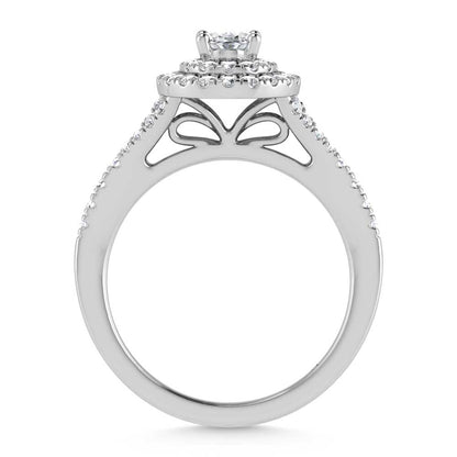 14K White Gold Lab Grown Diamond 1 ct.tw. Oval Shape Halo Engagement Ring (1/2 ctw Center)