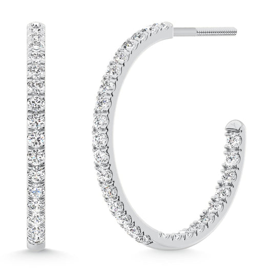 14K White Gold Labgrown Diamond 2 Ct.Tw. Hoop Earrings