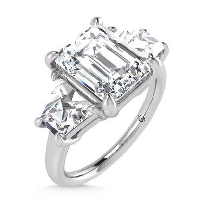 14K White Gold Lab Grown Diamond 4 1/5 Ct.Tw. Emerald Shape Three Stone Engagement Ring