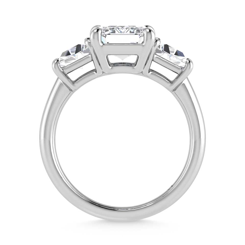 14K White Gold Lab Grown Diamond 4 1/5 Ct.Tw. Emerald Shape Three Stone Engagement Ring