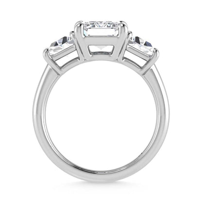 14K White Gold Lab Grown Diamond 4 1/5 Ct.Tw. Emerald Shape Three Stone Engagement Ring