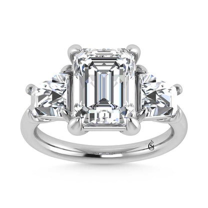 14K White Gold Lab Grown Diamond 5 5/8 Ct.Tw. Emerald Shape Three Stone Engagement Ring