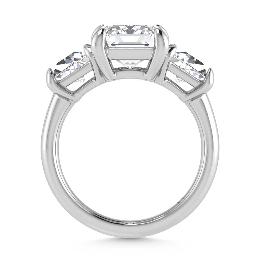 14K White Gold Lab Grown Diamond 5 5/8 Ct.Tw. Emerald Shape Three Stone Engagement Ring