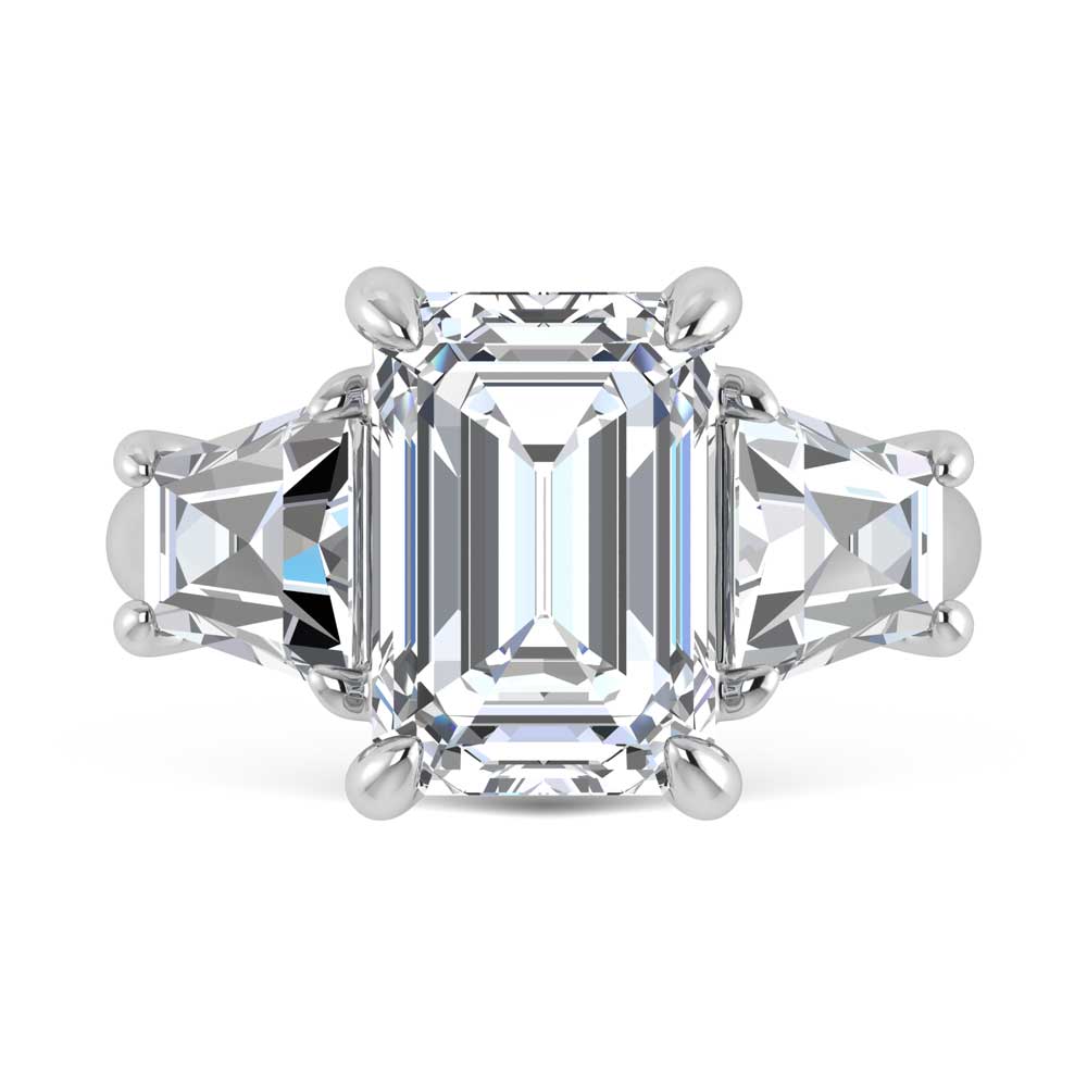 14K White Gold Lab Grown Diamond 7 Ct.Tw. Emerald Shape Three Stone Engagement Ring