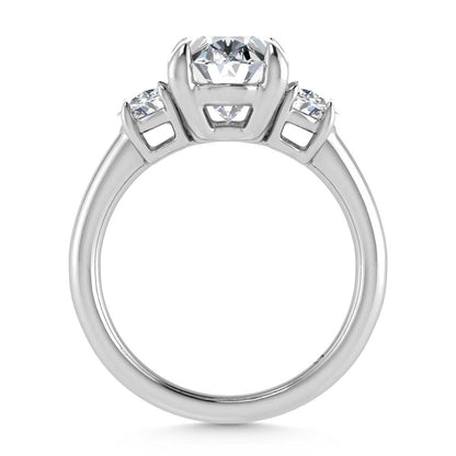 14K White Gold Lab Grown Diamond 3 5/8 Ct.Tw. Oval Shape Three Stone Engagement Ring