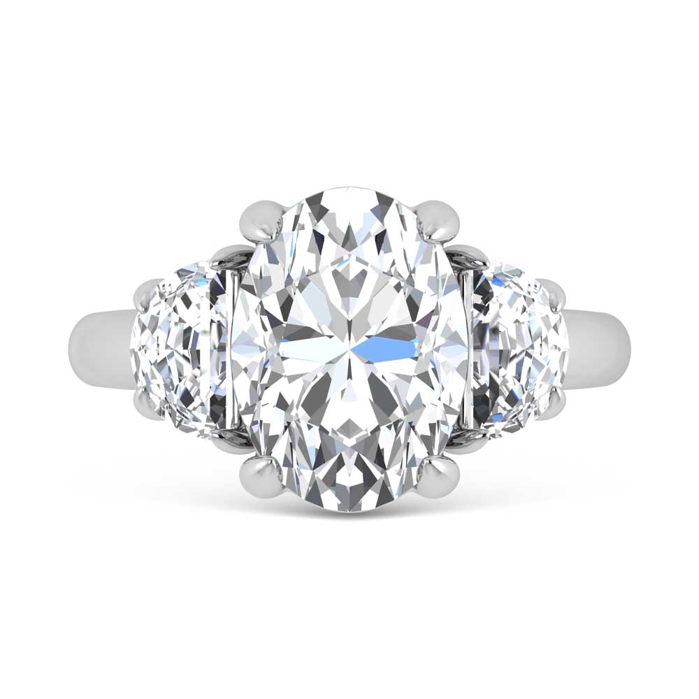 14K White Gold Lab Grown Diamond 4 3/4 Ct.Tw. Oval Shape Three Stone Engagement Ring