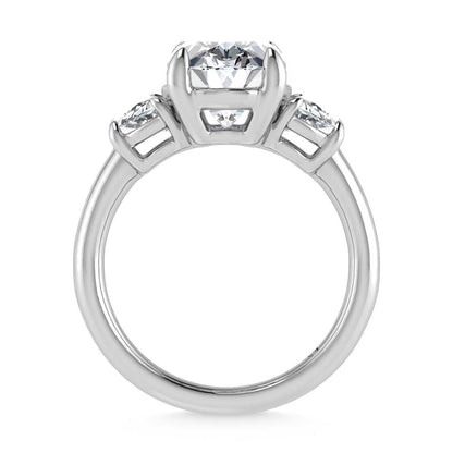 14K White Gold Lab Grown Diamond 4 3/4 Ct.Tw. Oval Shape Three Stone Engagement Ring