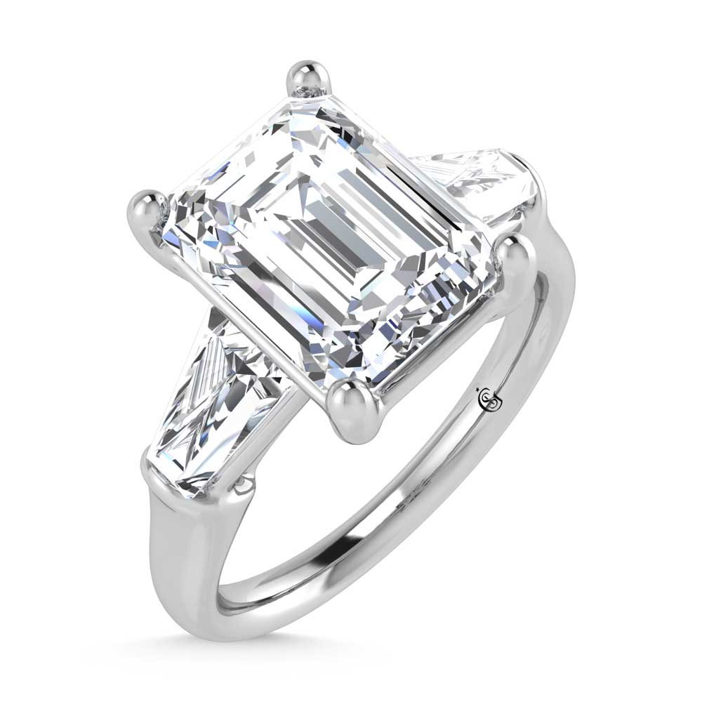 14K White Gold Lab Grown Diamond 2 5/8 Ct.Tw. Emerald Shape Three Stone Engagement Ring