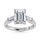 14K White Gold Lab Grown Diamond 4 Ct.Tw. Emerald Shape Three Stone Engagement Ring