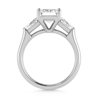 14K White Gold Lab Grown Diamond 4 Ct.Tw. Emerald Shape Three Stone Engagement Ring