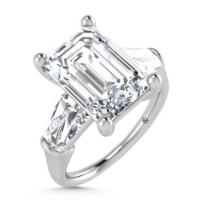 14K White Gold Lab Grown Diamond 5 3/4 Ct.Tw. Emerald Shape Three Stone Engagement Ring