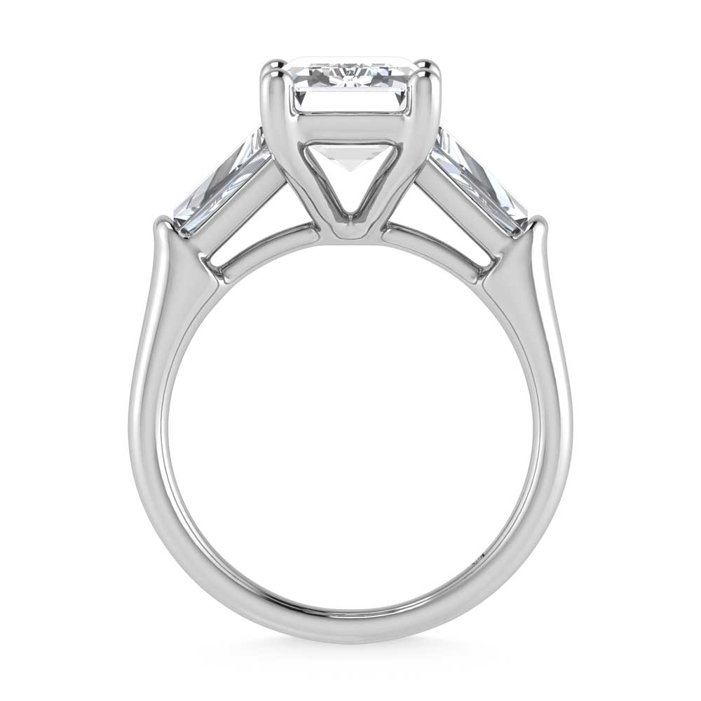 14K White Gold Lab Grown Diamond 5 3/4 Ct.Tw. Emerald Shape Three Stone Engagement Ring