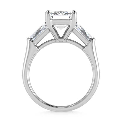 14K White Gold Lab Grown Diamond 5 3/4 Ct.Tw. Emerald Shape Three Stone Engagement Ring