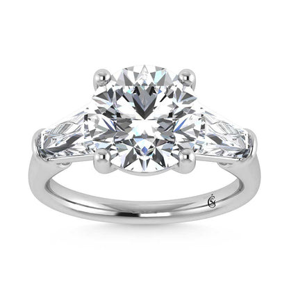 14K White Gold Lab Grown Diamond 5 3/4 Ct.Tw. Round Shape Three Stone Engagement Ring