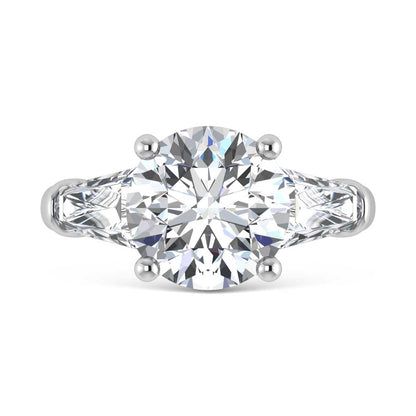 14K White Gold Lab Grown Diamond 5 3/4 Ct.Tw. Round Shape Three Stone Engagement Ring