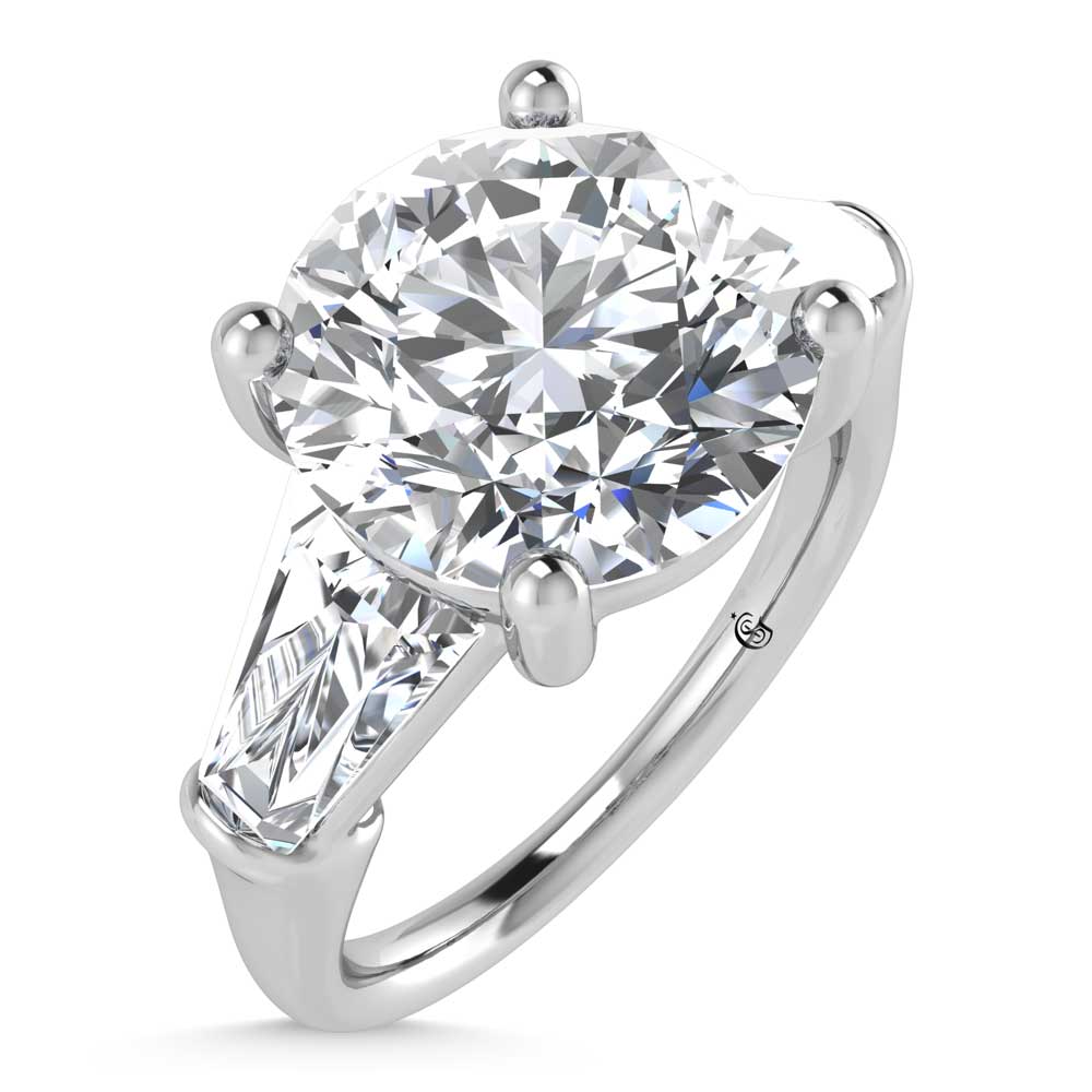 14K White Gold Lab Grown Diamond 5 3/4 Ct.Tw. Round Shape Three Stone Engagement Ring