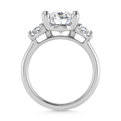 14K White Gold Lab Grown Diamond 6 Ct.Tw. Oval Shape Three Stone Engagement Ring