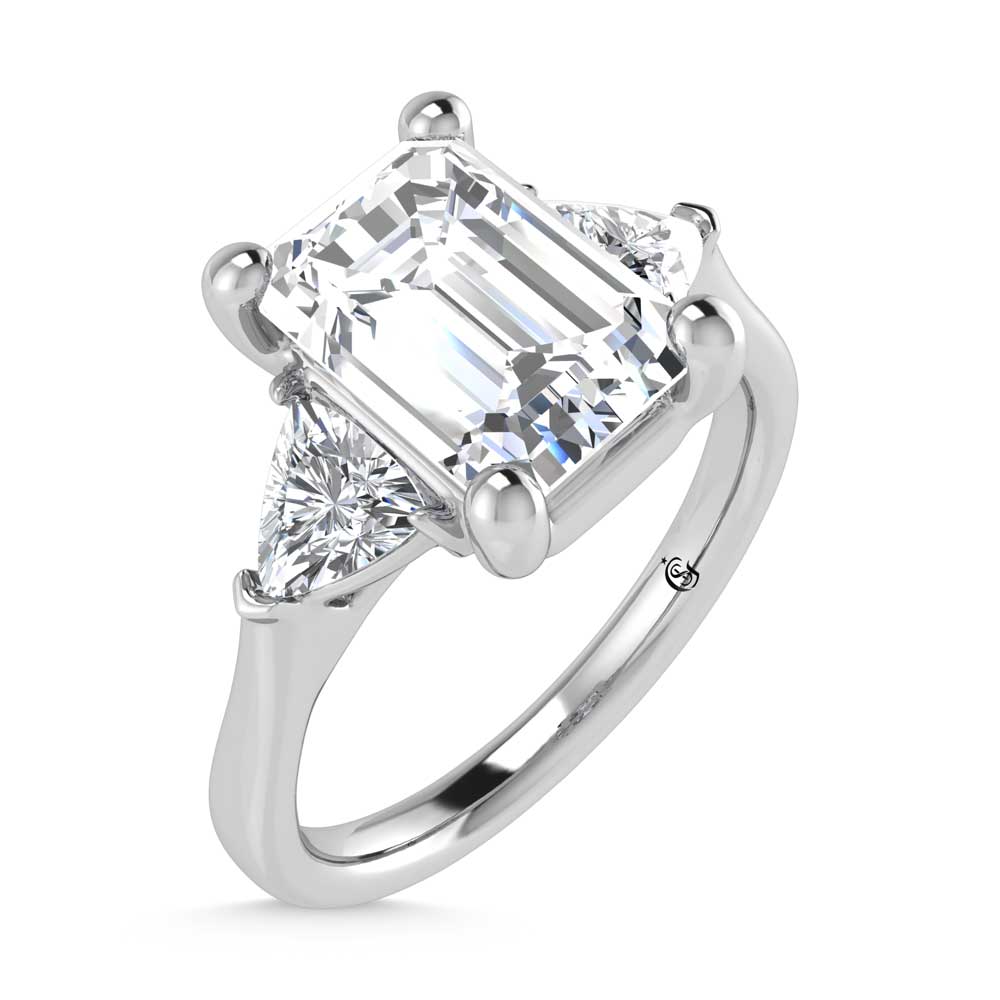 14K White Gold Lab Grown Diamond 2 5/8 Ct.Tw. Emerald Shape Three Stone Engagement Ring