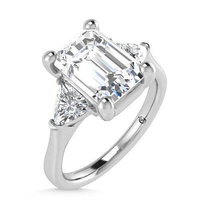 14K White Gold Lab Grown Diamond 2 5/8 Ct.Tw. Emerald Shape Three Stone Engagement Ring
