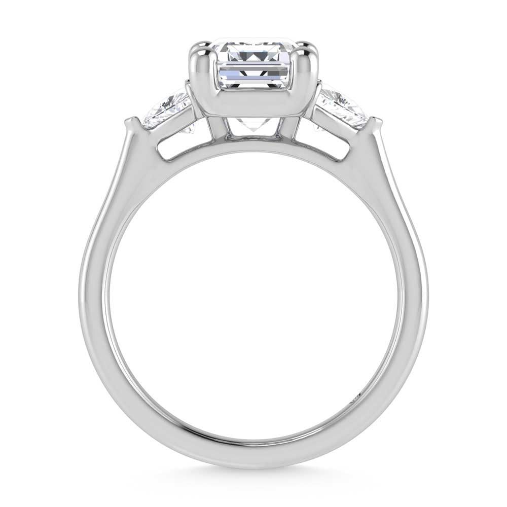 14K White Gold Lab Grown Diamond 2 5/8 Ct.Tw. Emerald Shape Three Stone Engagement Ring
