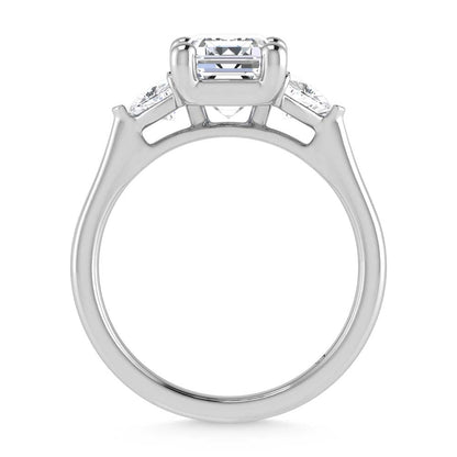 14K White Gold Lab Grown Diamond 2 5/8 Ct.Tw. Emerald Shape Three Stone Engagement Ring