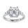 14K White Gold Lab Grown Diamond 3 3/4 Ct.Tw. Emerald Shape Three Stone Engagement Ring