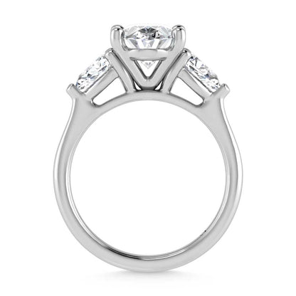 14K White Gold Lab Grown Diamond 2 5/8 Ct.Tw. Oval Shape Three Stone Engagement Ring
