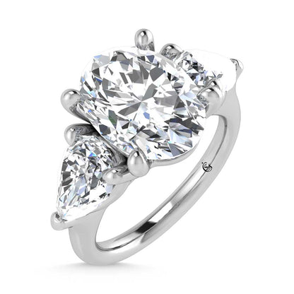 14K White Gold Lab Grown Diamond 4 1/2 Ct.Tw. Oval Shape Three Stone Engagement Ring