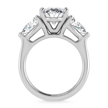 14K White Gold Lab Grown Diamond 4 1/2 Ct.Tw. Oval Shape Three Stone Engagement Ring