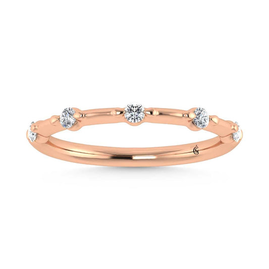 14K Rose Gold Lab Grown Diamond 1/6 Ct.Tw. Wedding Band