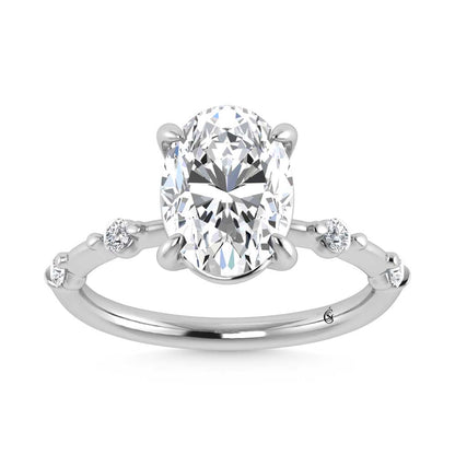 14K White Gold Lab Grown Diamond 3 1/6 Ct.Tw. Oval Shape Engagement Ring